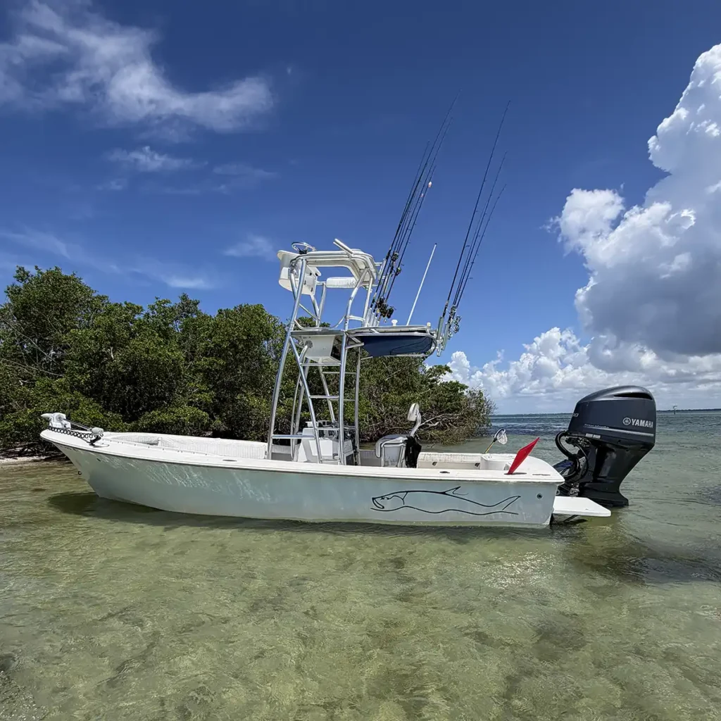 Charter boat in Sarasota Florida by the mangroves